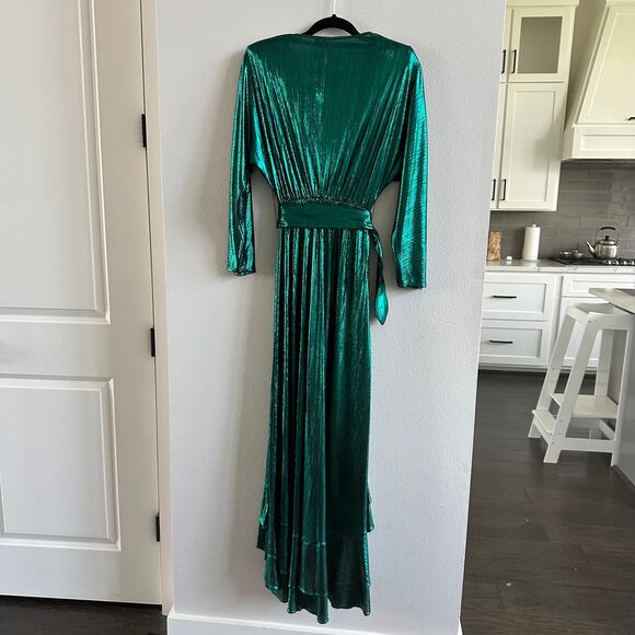 RETROFETE Wayne Metallic Jersey Maxi Wrap Dress New Size Small - Picture 7 of 9